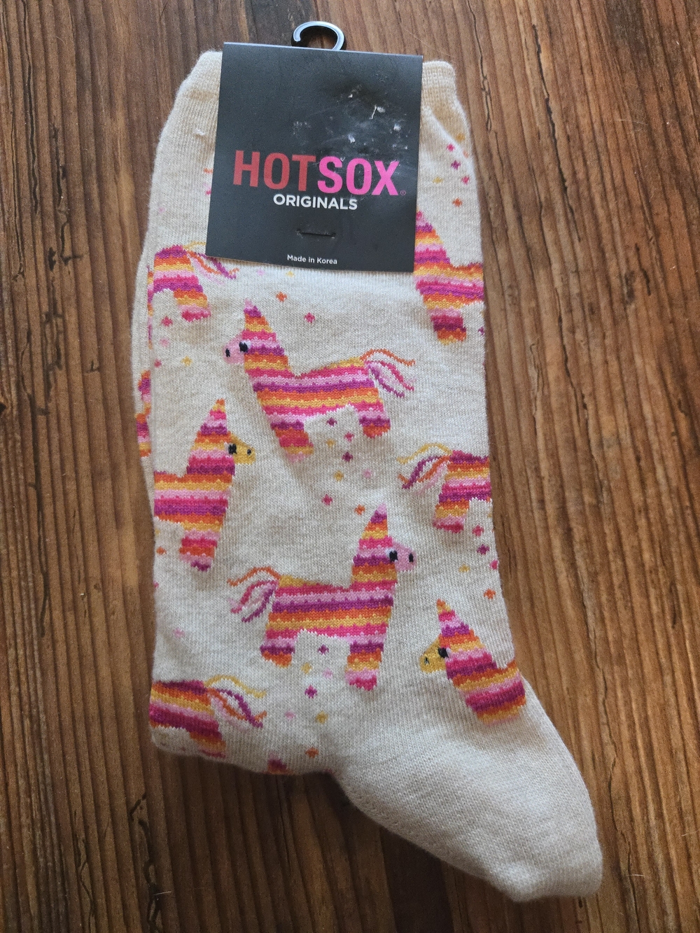 New Nordstrom Llama Hot Sox with Pink and Orange Piñata Stripe Print